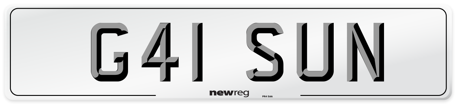 G41 SUN Number Plate from New Reg